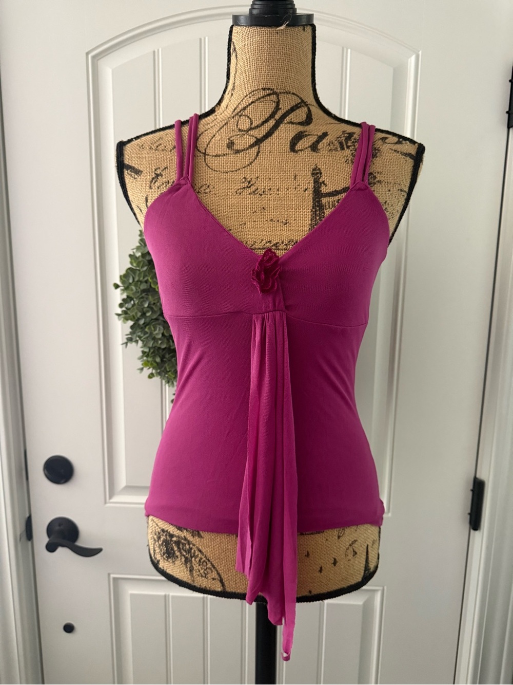 Express Magenta Tie-Front Double-Strap Camisole